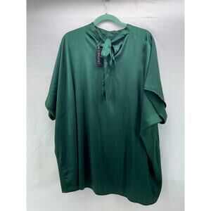 New Chigant XXL shiny green women’s unique office or party blouse.